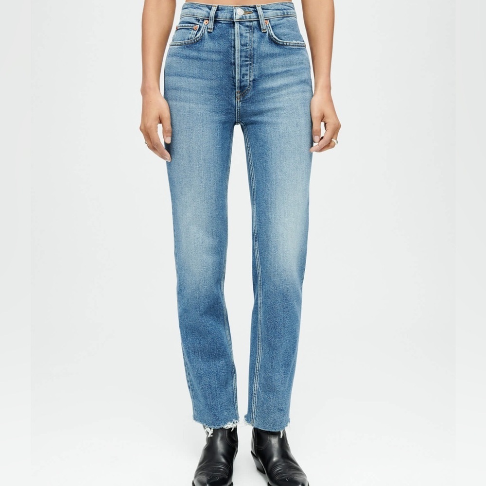 Re/Done 70s Stove Pipe Jeans- High Rise Straight ADEDBLUE Wash- Size 30- NWT